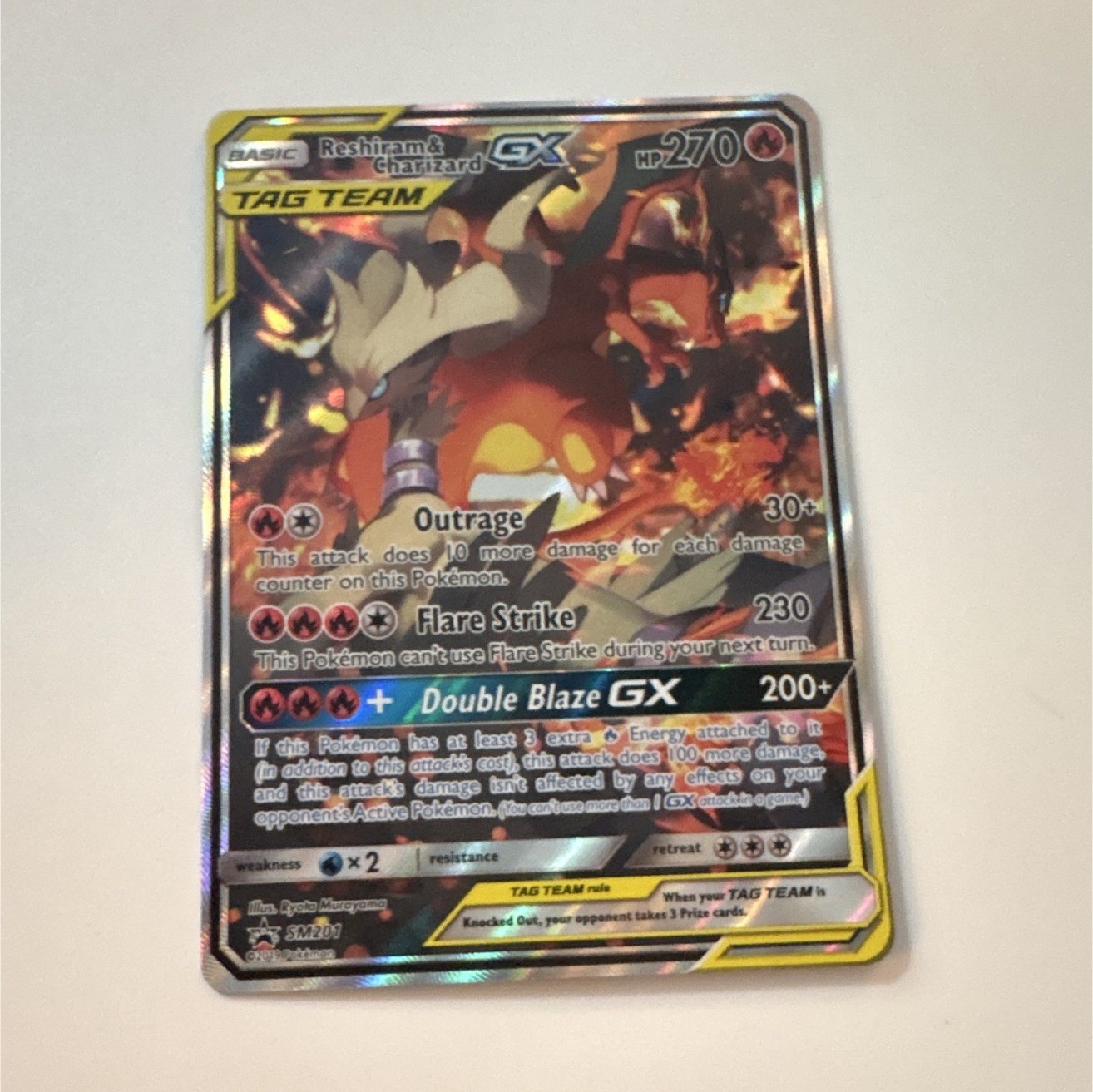 Pokemon Reshiram & Charizard GX SM201 SM Black Star Promo Holo English 270 HP