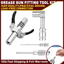 4X Steel Grease Gun Accessory Kit 90 Degree Coupler Adapter Needle Tip Dispenser