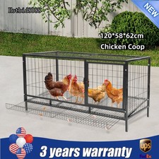 Large Chicken Coop Metal 9-10 Capacity Hen House Backyard Poultry Hutch Pet Cage