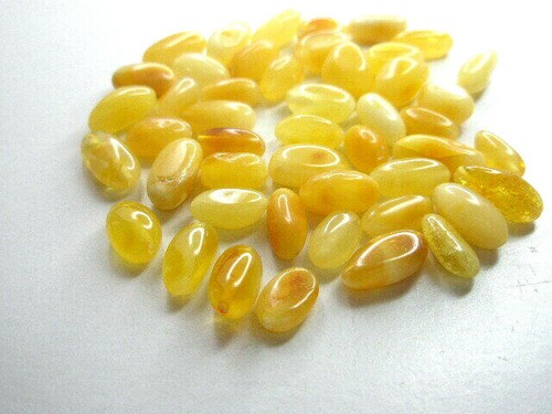 REAL BALTIC AMBER HOLED LOOSE OVAL POLISHED BEADS 30 pcs - EGG YOLK COLOR - Picture 4 of 7