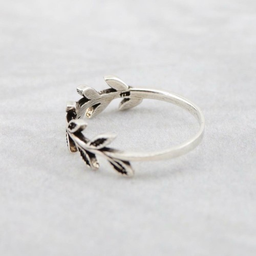 925 Sterling Silver Vine Leaf Band Ring Plain Pure Silver - 第 3/3 張圖片