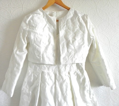 Galina formelles ärmelloses Midikleid/Bolero 2-teiliges Set elfenbeinfarben Größe 12 (passt 10) - Bild 4 von 12