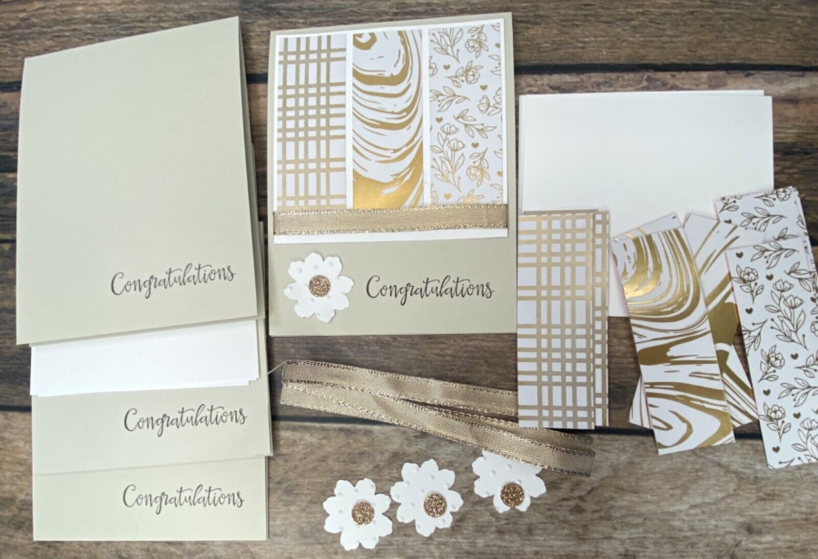 Stampin Up Card Kit Congratulations friendship wedding anniversary Gold 4 Cards