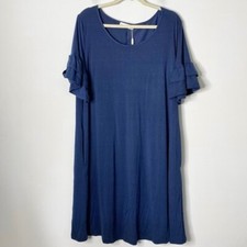 Nemidor Women’s NWT Plus Size 16 Blue Ruffle Sleeve 100% Polyester Dress