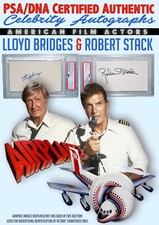 Airplane! Actors Lloyd Bridges & Robert Stack Authentic Autographs Lot - PSA/DNA