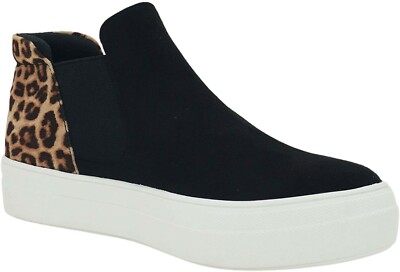 Soda Women Chelsea Shoe High Top Hidden Platform Sneakers Black Cheetah  WOODS-G