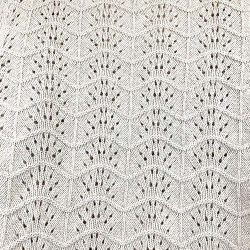 Tweeds Womens Cardigan Sweater Beige Chevron 3/4 Sleeve Scoop Neck Crochet M - Picture 3 of 8