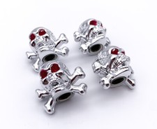 Set4 Chrome Skull Bones Tire Wheel Valve Stem Caps Hot Rod Car Truck Atv Set4 Chrome Skull Bones Tire Wheel Valve Stem Caps Hot Rod Car Truck Atv