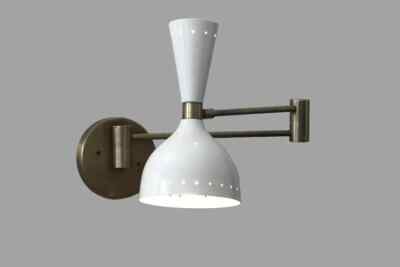 Mid Century Wandleuchter Wandleuchte Lampe schwarz LELO 3, Handarbeit Messing...