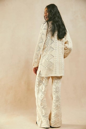 NEW Free People Get Away Fauxchet Set Size XS Cardigan Sweater & Pants Z144-29 - Picture 3 of 3
