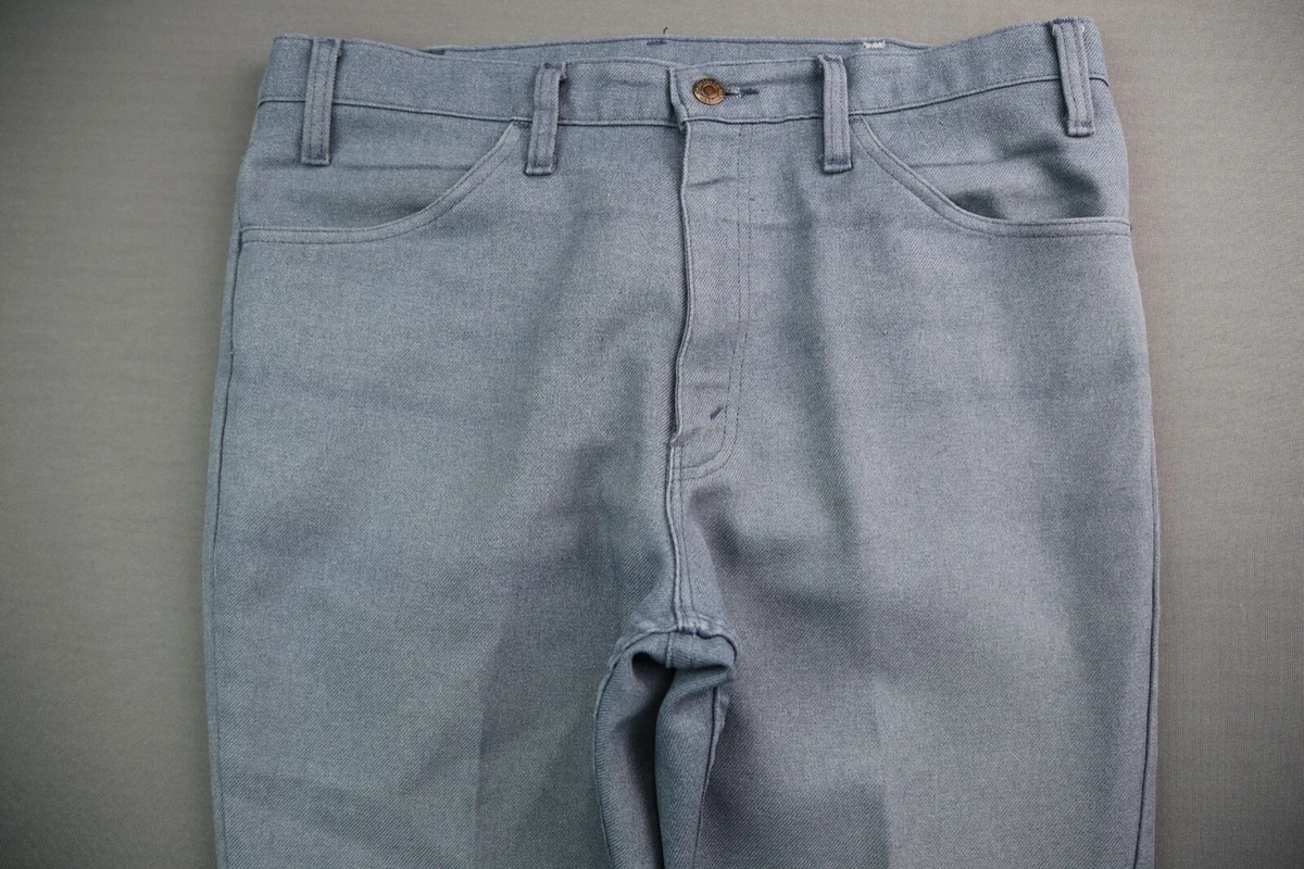 Vintage 1980's Men's Levi's 517 Sta-Prest Poly Pants Boot Cut Blue USA Sz 36x30