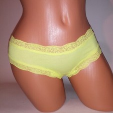 Victoria Secret PINK Panty Cheekster Solid Neon Yellow Lace Trim Color Code 5QR4