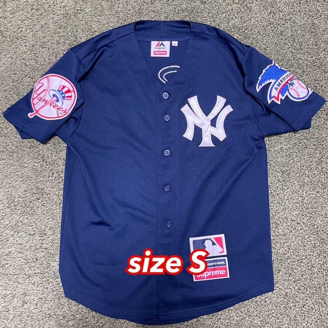 SS15 Supreme New York Yankees Majestic Baseball Jersey Navy SS15 Supreme New York Yankees Majestic Baseball Jersey Navy