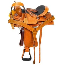 Western Barrel Racing Horse Saddle Premium Leather  with tack set 10'' to 18' in