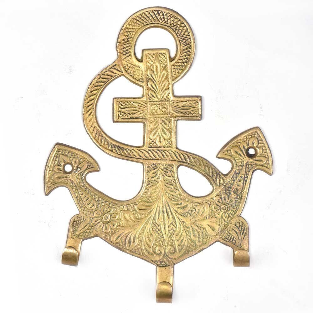 IS Heavy Duty Brass Wall Hooks – Antique Style Gold Fish Hat Rack – Set Of Wall Mounted Hooks-849022