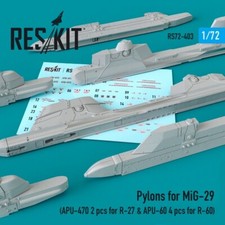 Reskit RS72-0403 Pilones para MiG-29 - APU-470 (2 piezas) y APU-60 (4 piezas) 1/72