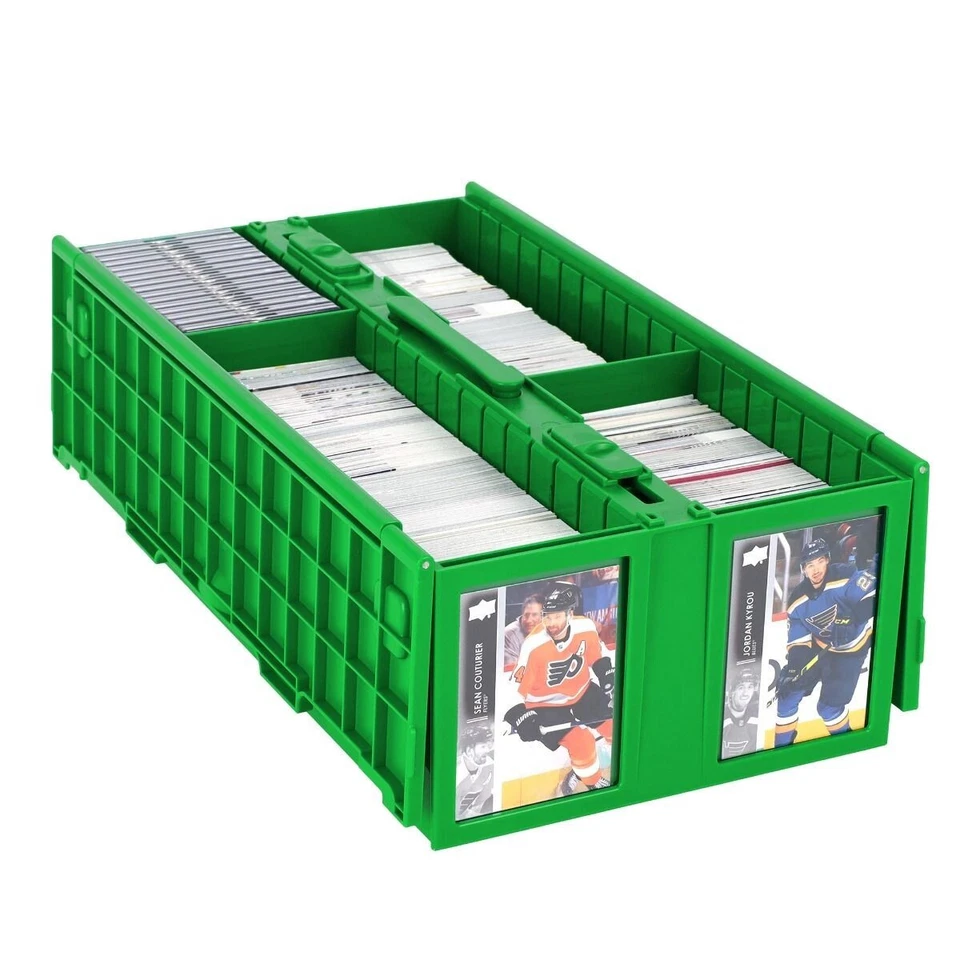 BCW 1600 Card Bin (Green) + 100 Standard 3x4 Toploaders Storage Box - Image 2 of 4