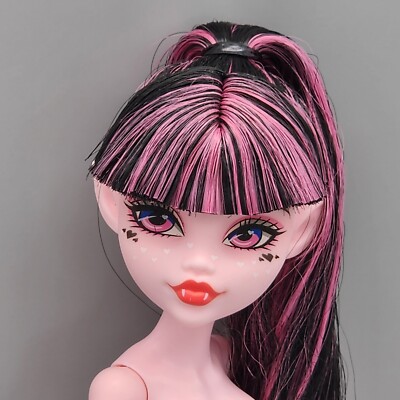 NUDE MONSTER HIGH G3 DOLL GORE-GANIZER DRACULAURA BLACK PINK PONYTAIL BANGS