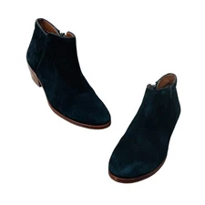 Sam Edelman Women's Petty Boots Sz 6 Black Suede Leather Bootie Block Heel Boho