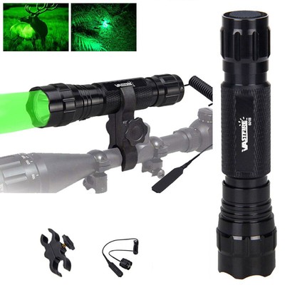500Yards Green Light LED Flashlight Torch Predator Varmint Hog for Night Hunting