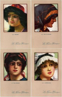 DUPRÈS EM KÜNSTLER SIGNIERT SET 12 VINTAGE POSTKARTEN IM ORIGINALUMSCHLAG (L3290)