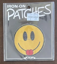 Kalan Smiley Face With Tongue Out Embroidered Iron-On Patch. NOS