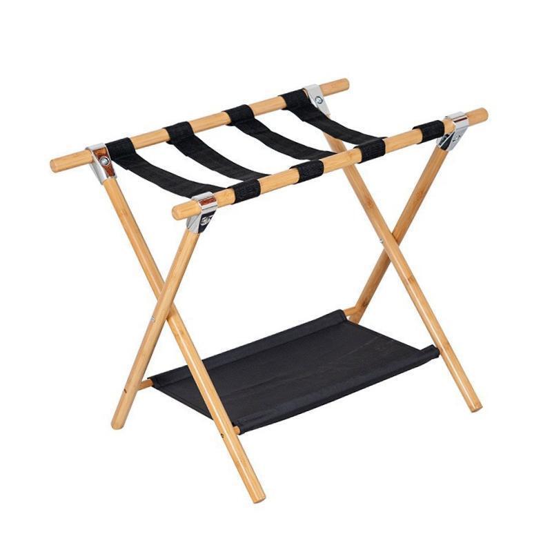 Folding Two-Tier Suitcase Stand with Foldable Luggage Rack Shelf-image