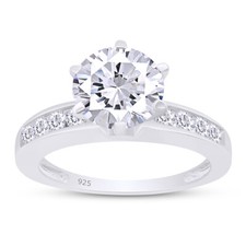 2.84 Ct Engagement Wedding Ring Simulated Diamond 14k White Gold Plated Silver