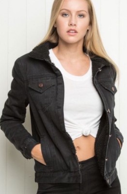 black faux fur denim Annalee jacket 
