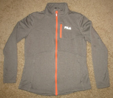 Women's Small FILA Sport Full Zip Athletic Sweatshirt Jacket Gray Orange Zipper