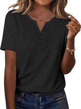 Women Summer Tops Casual Short Sleeve V Neck Shirts Business Dressy Work Blouses