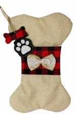 Pet Dog Christmas Stockings Large Bone Shape Xmas Tree Hanging Ornaments Gift