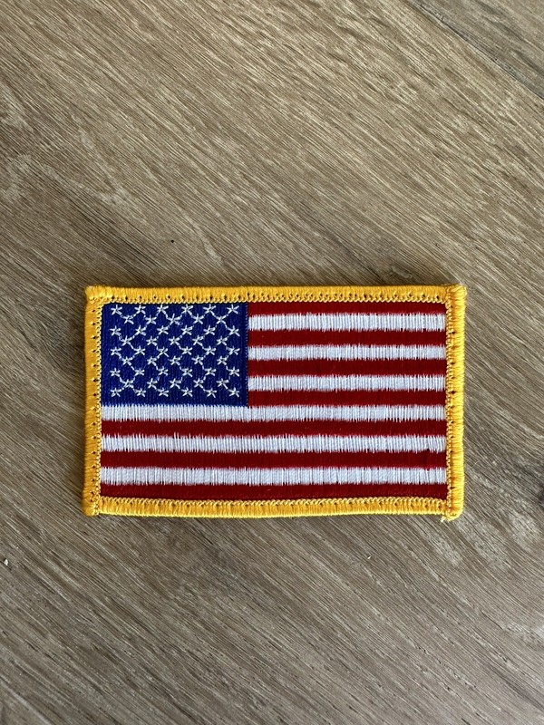 American Flag Patch With Gold Border Left Hand Flag Patch
