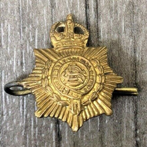WW1 ARMY BADGE SERVICE CORPS OFFICERS BRONZE PIP AUTHENTIC ANTIQUE ORIGINAL - Foto 1 di 6