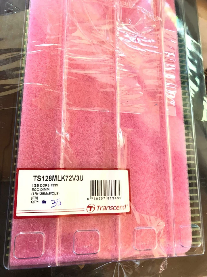 Lot of 35 - Transcend TS128MLK72V3U PC3-10667U 1GB Memory (1333 MHz, DDR3) 35Pcs - Image 2 of 2