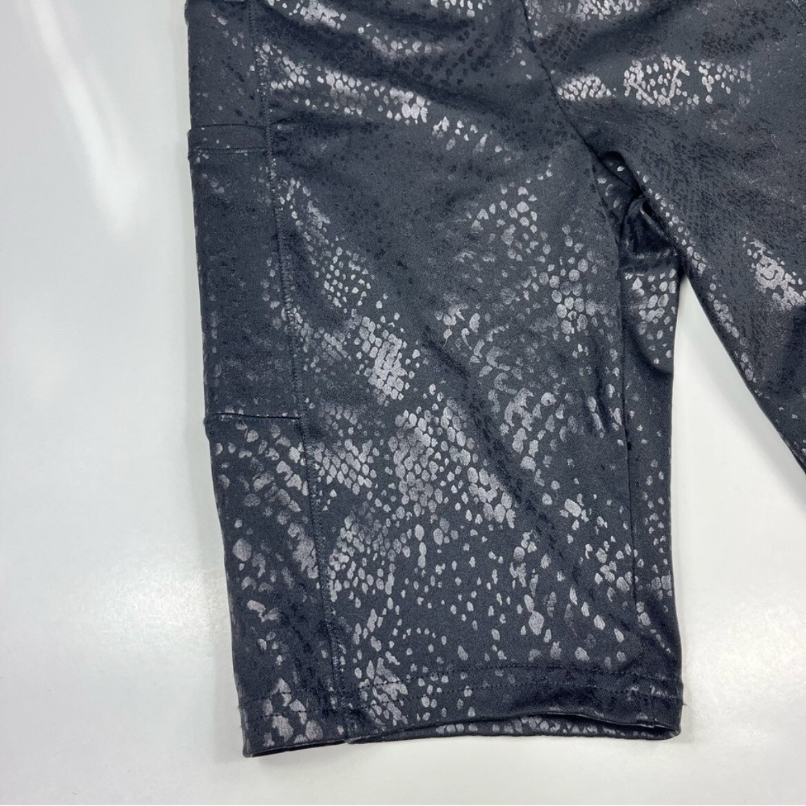 Shosho Black High Waisted Athletic Metallic Skakeskin Print