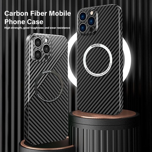 For iPhone 14 13 12 11 Pro Max Magsafe Case Carbon Fiber Magnetic Slim Cover - Picture 3 of 25