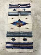 El Paso Saddle Blanket Intricate Handwoven Aztec Rug (Lot of 2) 20”x40”