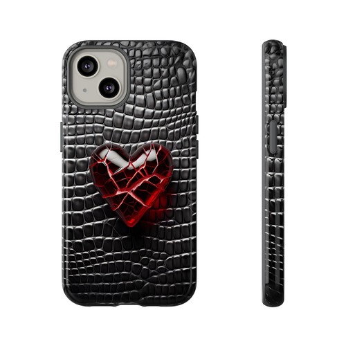 Mock Snakeskin Heart 3D Effect Phone Case - iPhone 16, 15, Samsung S25, S24, 23 - 第 34/106 張圖片