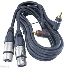 Low profile Right Angle dual 2RCA XLR FEMALE shielded cable pro audio patch cord