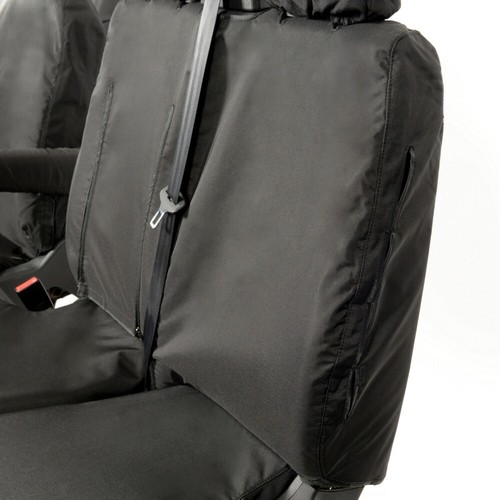 FORD TRANSIT CUSTOM PHEV FRONT SEAT COVERS TAILORED (2019-2023) BLACK 102 - Picture 19 of 24