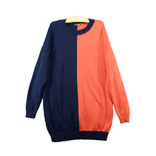 Fashion Nova Women's Block Your Number Sweater Dress Orange Blue Medium Pullover