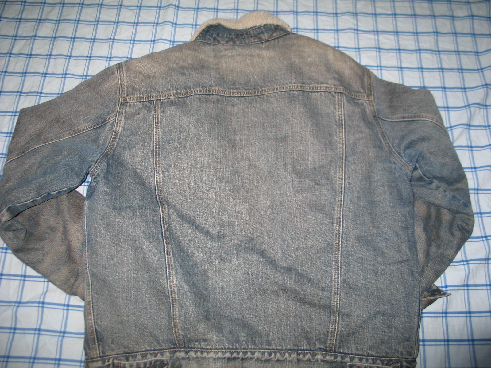 Gap Men Denim Sherpa Jean Jacket Button Front Lined M Gem