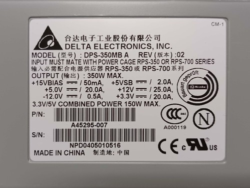 Power Supply Redundant Intel Entry Server SC5200 Delta DPS-350MB A 02 A45295-007 - Picture 4 of 4
