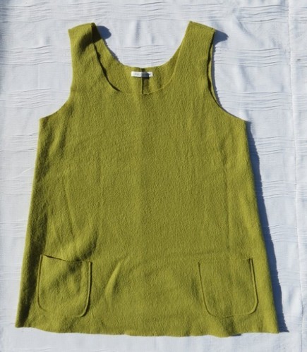 CUT LOOSE USA Women’s XL Wasabi Green 100% Wool Boiled Vest Tunic Top Sweater - Picture 3 of 6
