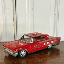 Vintage Tinplate Fire Chief Car Vehicle Toy As Found