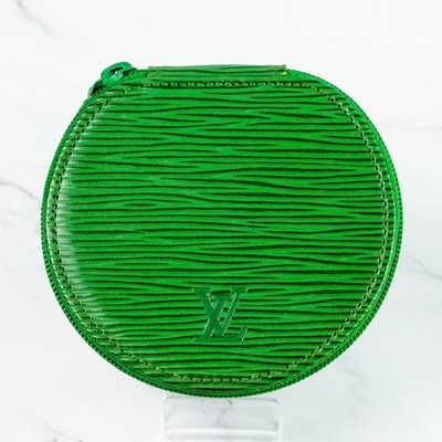 Louis Vuitton LV Epi Jewelry Box M48214 Green Leather Travel Case