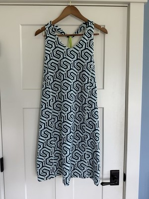 Title Nine Teal Geometric Greek Key Performance Sleeveless Racerback Dress XL