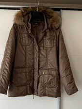 DISMERO braune Jacke mit abnehmbarer Kapuze und Fellbesatz Gr.  38 Made in Italy