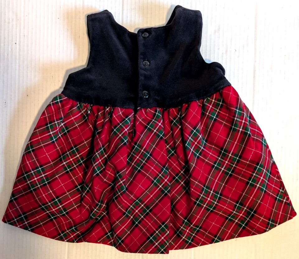 Koala Baby Infant Christmas Dress Velvet Embroidered Red Plaid 12 Months - Image 2 of 3